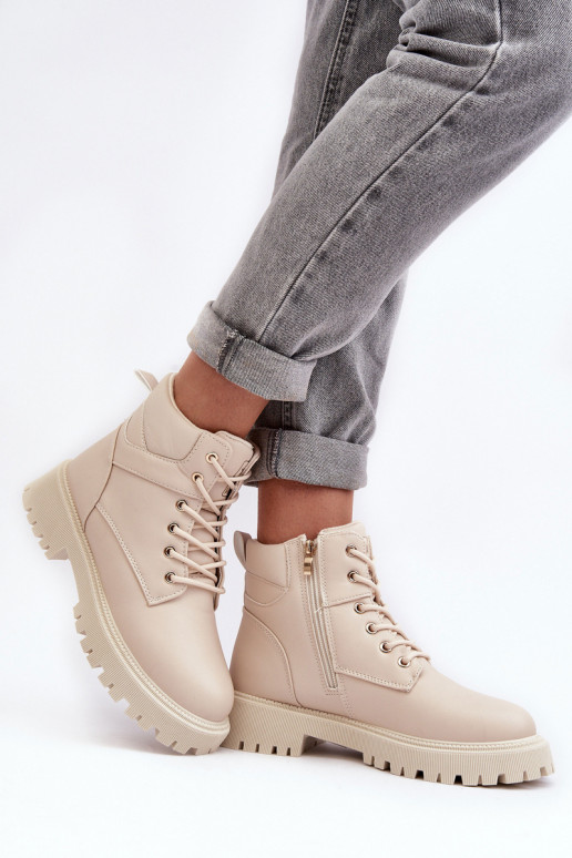 Femenino zapatos con cremalleras calentamiento beige Gremiva