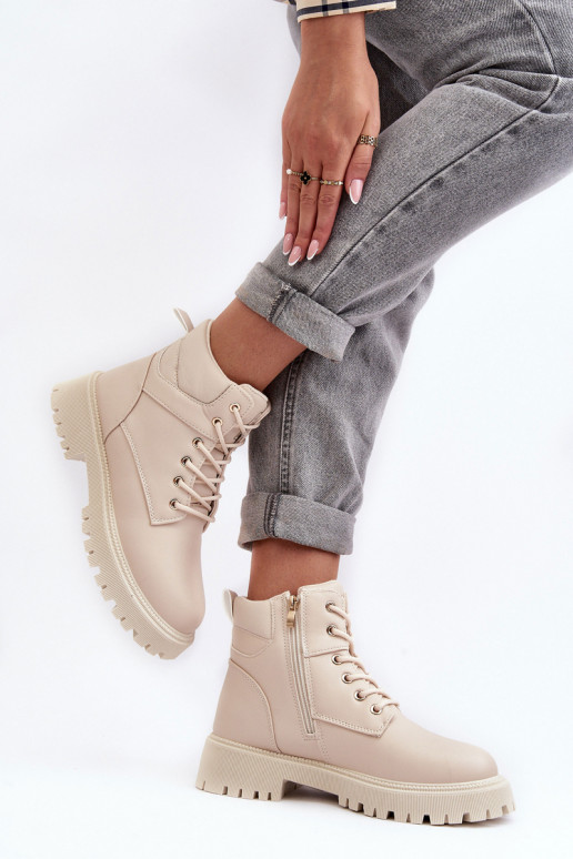 Femenino zapatos con cremalleras calentamiento beige Gremiva