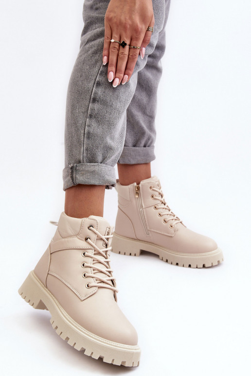 Femenino zapatos con cremalleras calentamiento beige Gremiva
