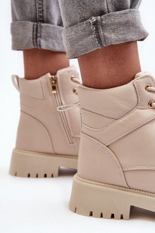 Femenino zapatos con cremalleras calentamiento beige Gremiva