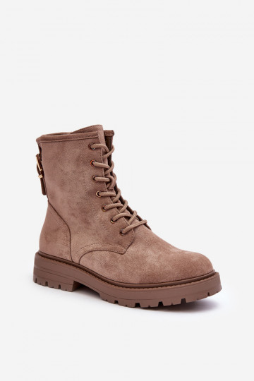 Femenino botines de trabajo con cremalleras beige Ninsuni