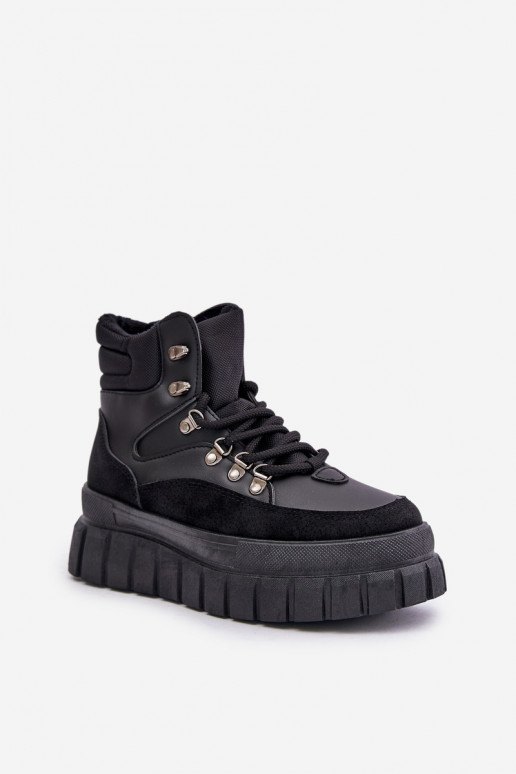 Femenino calentamiento Botas zapatos con una plataforma de color negro Jelenia