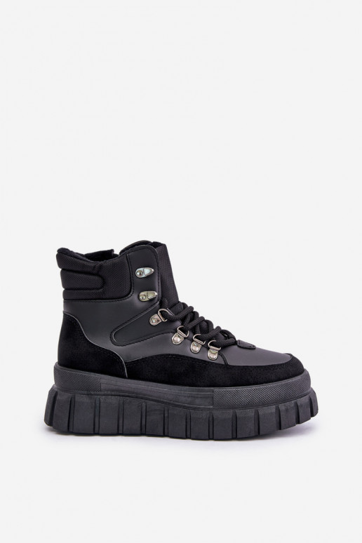 Femenino calentamiento Botas zapatos con una plataforma de color negro Jelenia