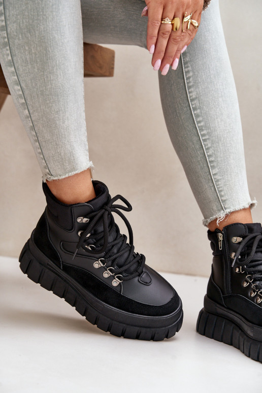 Femenino calentamiento Botas zapatos con una plataforma de color negro Jelenia