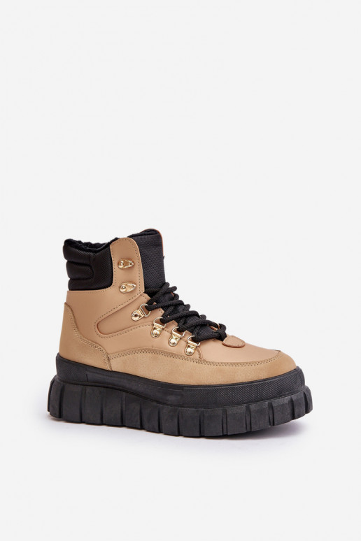 Femenino calentamiento Botas zapatos con una plataforma color marrón Jelenia