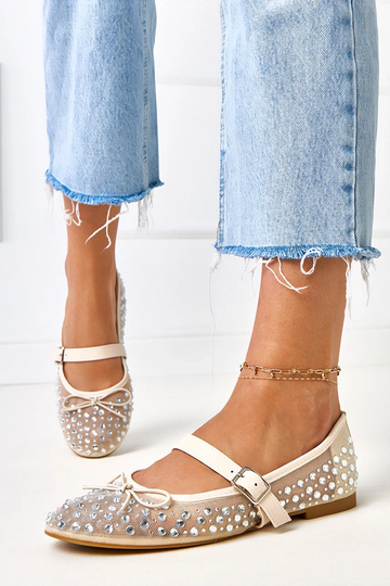 Bailarinas de malla beige con cristales Elasida 2