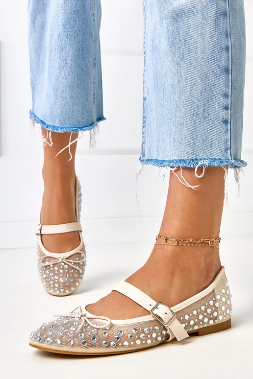 Bailarinas de malla beige con...