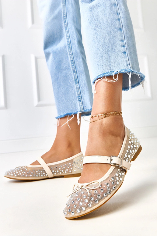 Bailarinas de malla beige con...