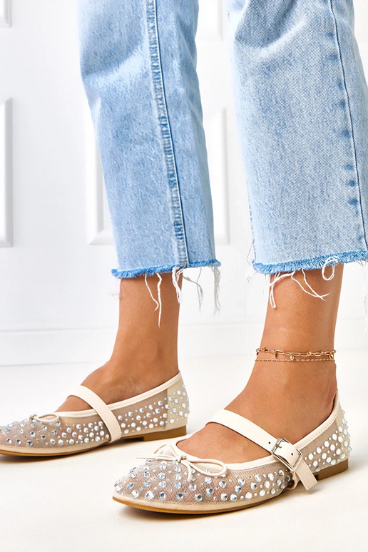 Bailarinas de malla beige con...