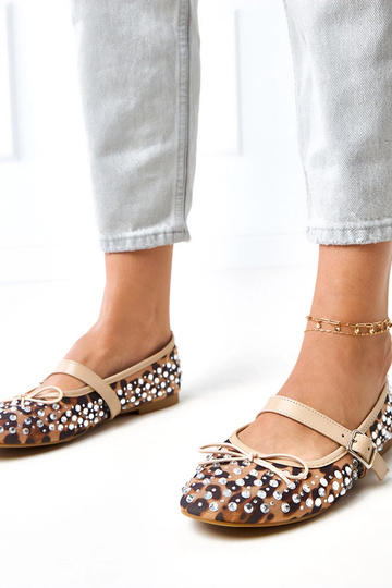 Bailarinas de malla con estampado de leopardo y cristales Elasida
