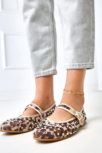 Bailarinas de malla con estampado de leopardo y cristales Malmo