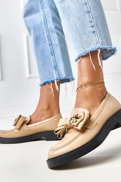 Mocasines beige con lazo y osito Teriwa