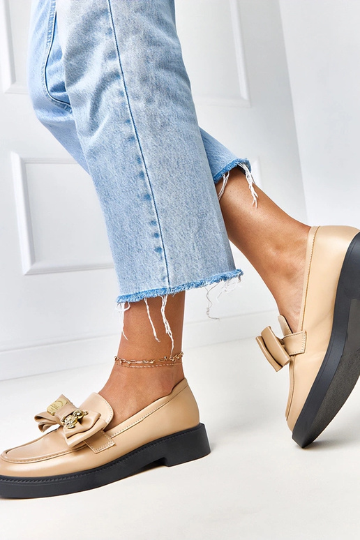 Mocasines beige con lazo y osito Teriwa