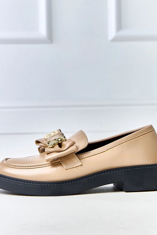 Mocasines beige con lazo y osito Teriwa