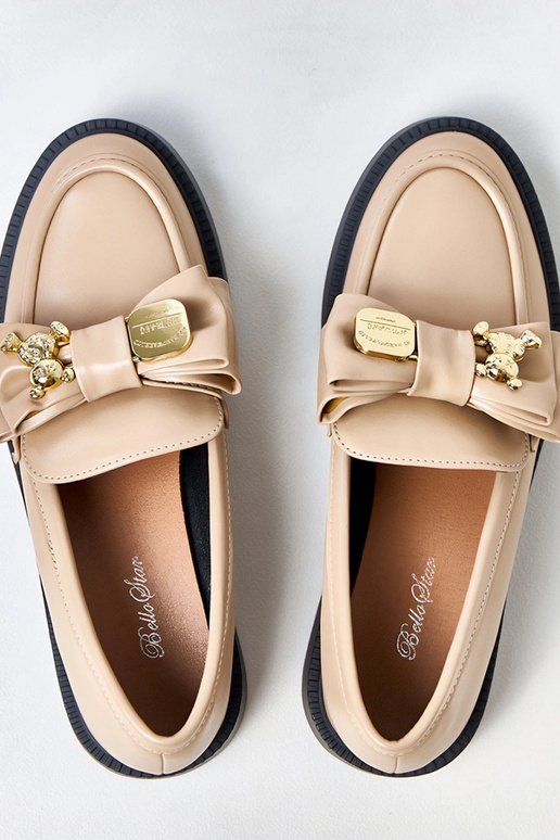 Mocasines beige con lazo y osito Teriwa