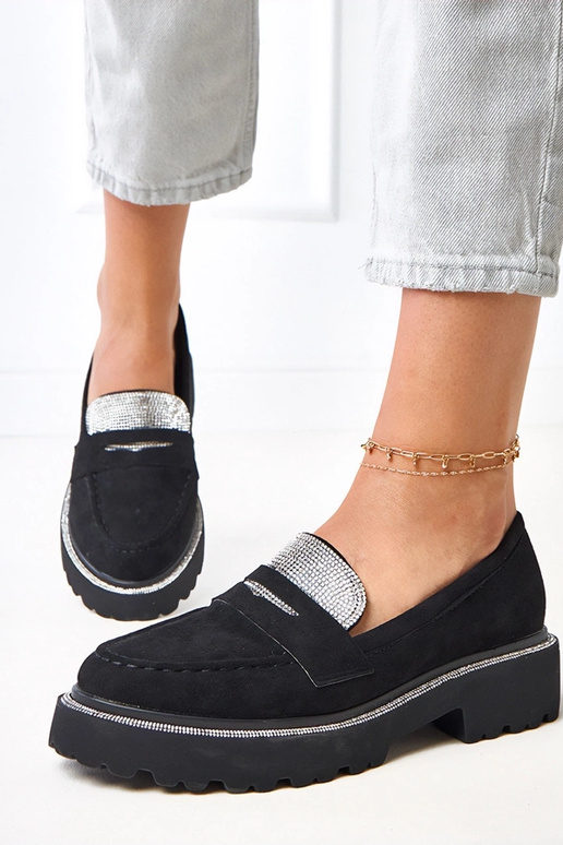 Mocasines negros de ante sintético...