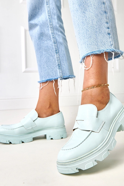 Mocasines azules de cuero sintético...