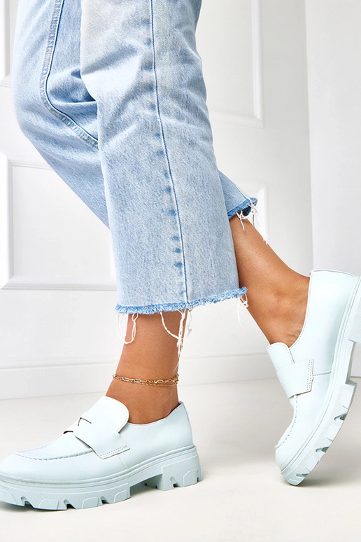 Mocasines azules de cuero sintético...