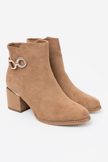 Elegante zapatos A odcieniu brillantementemarrónm ze doradom detalem