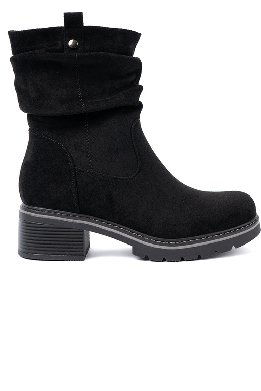 Botas de mujer de color negro z ozdobnym marszczeniem