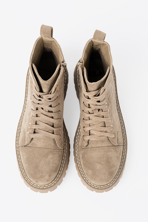 beige botas altas de montar con corazón i grubą podeszAą