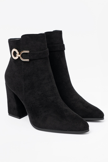 Estilo elegante de color negro zapatos z biżuteryjnym akcentem