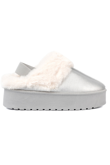 color plata Botas de nieve con un abrigo de piel i platformą 2