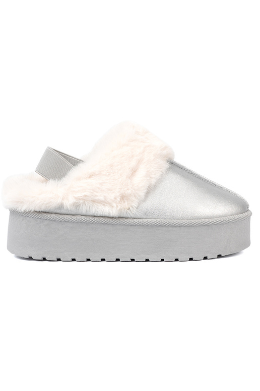 color plata Botas de nieve con un abrigo de piel i platformą