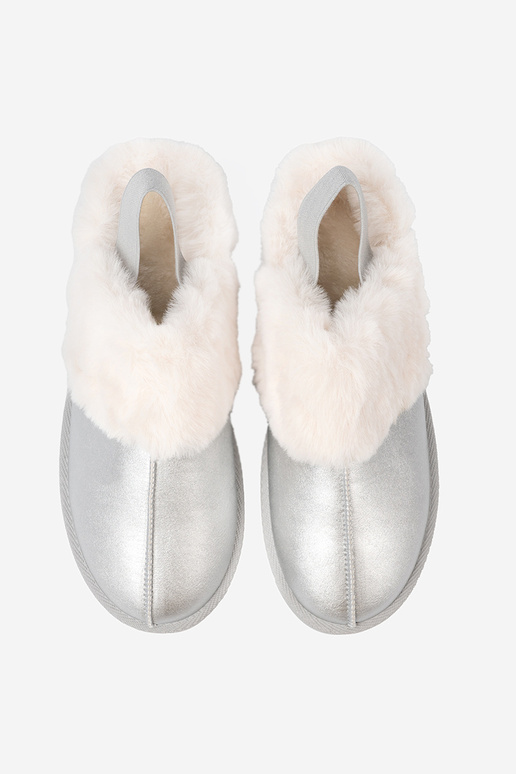 color plata Botas de nieve con un abrigo de piel i platformą