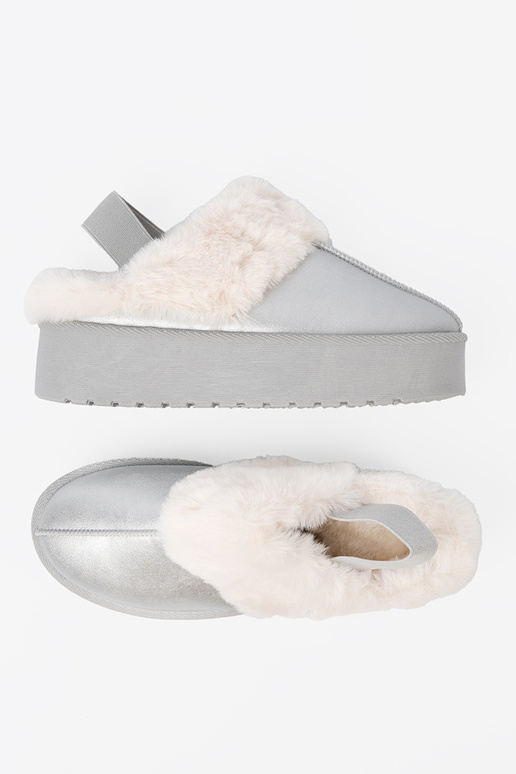 color plata Botas de nieve con un abrigo de piel i platformą