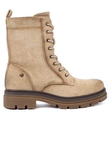 de gamuza beige botas altas de montar z solidnym bieżnikiem 2