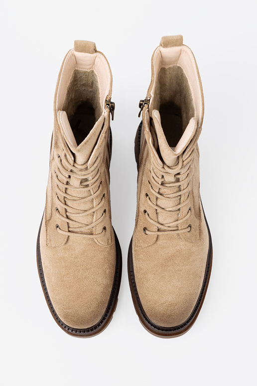 de gamuza beige botas altas de montar z solidnym bieżnikiem