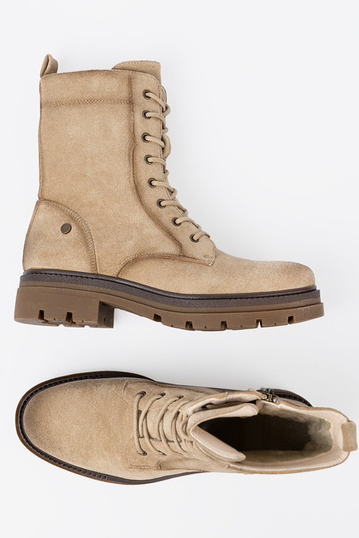 de gamuza beige botas altas de montar z solidnym bieżnikiem