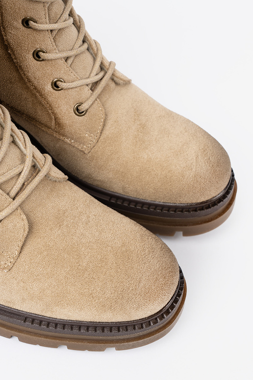 de gamuza beige botas altas de montar z solidnym bieżnikiem