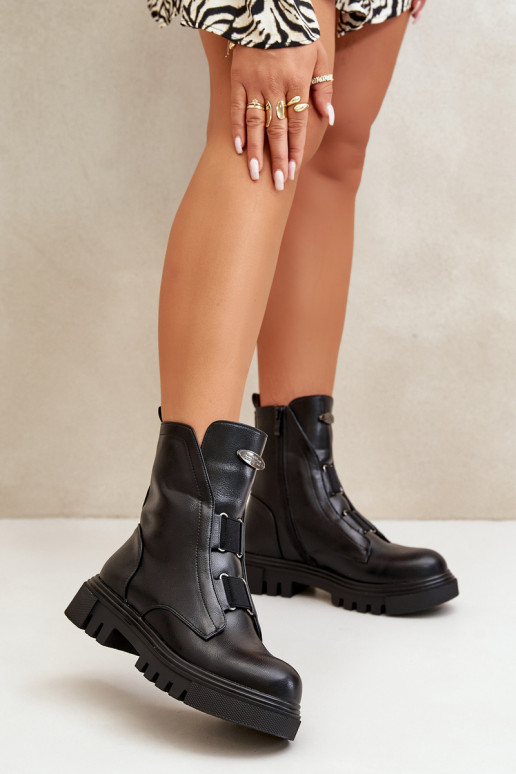 calentamiento botines de trabajo Femenino Al castillo Eko Piel de color negro Tiene queilyra