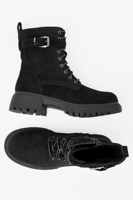 de color negro botas altas de montar con hebillas i cordonesm