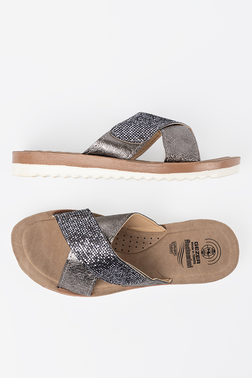 Diseño metálico Zapatillas mujer con suela blanca