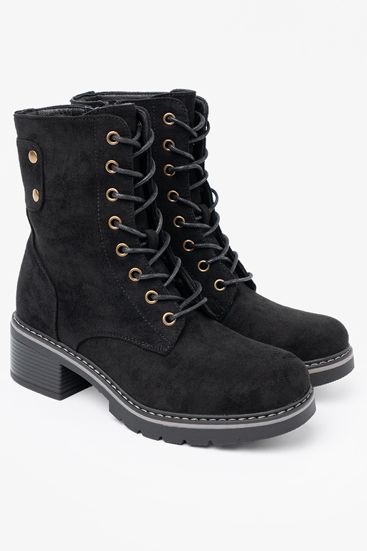 de color negro atado para arriba botas altas de montar z grubą podeszAą