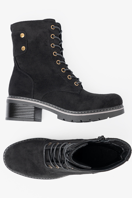 de color negro atado para arriba botas altas de montar z grubą podeszAą