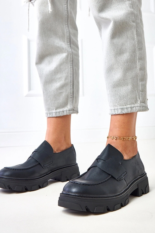 Mocasines negros mate para mujeres Kirna Mocasines negros mate para mujeres Kirna