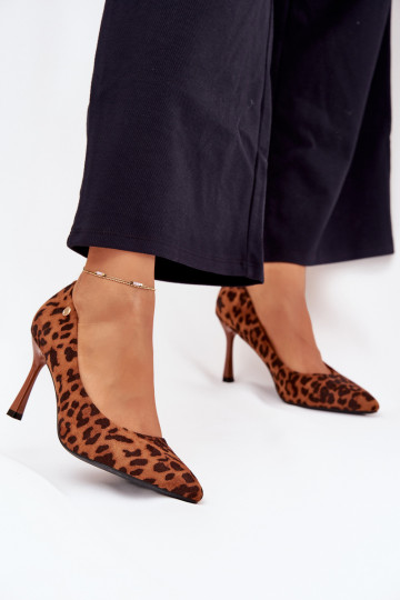 Zapatos de tacón alto para mujeres con estampado de leopardo "Vinceza 62264" color marrón 2