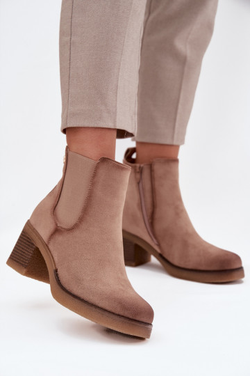 Botines de mujer beige, elegantes y con forro cálido, con tacones Zelia 2