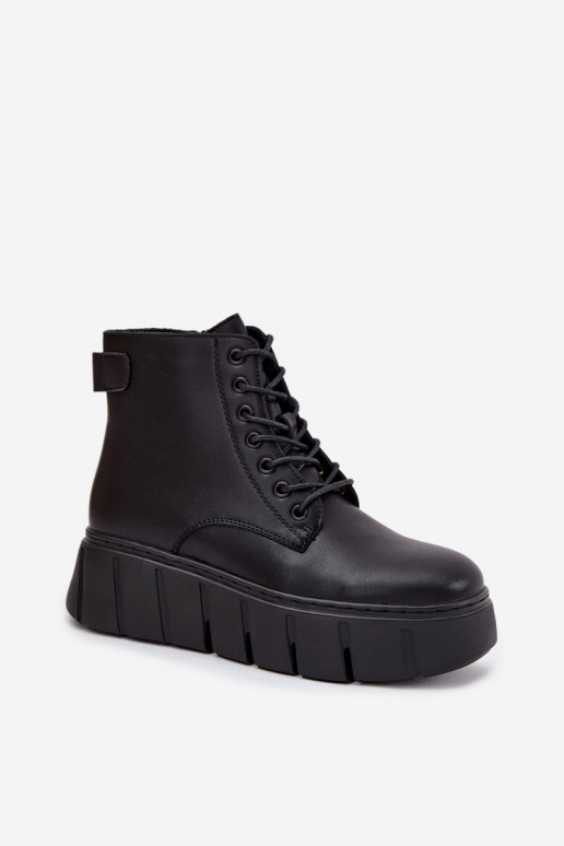 Piel calentamiento Botas de mujer con una plataforma Vinceza 66803 de color negro Piel calentamiento Botas de mujer con una plataforma Vinceza 66803 de color negro