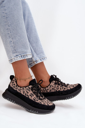 de gamuza calentamiento Zapatillas modelo zapatos. Femenino con una plataforma Vinceza 66836 con estampados de piel de leopardo