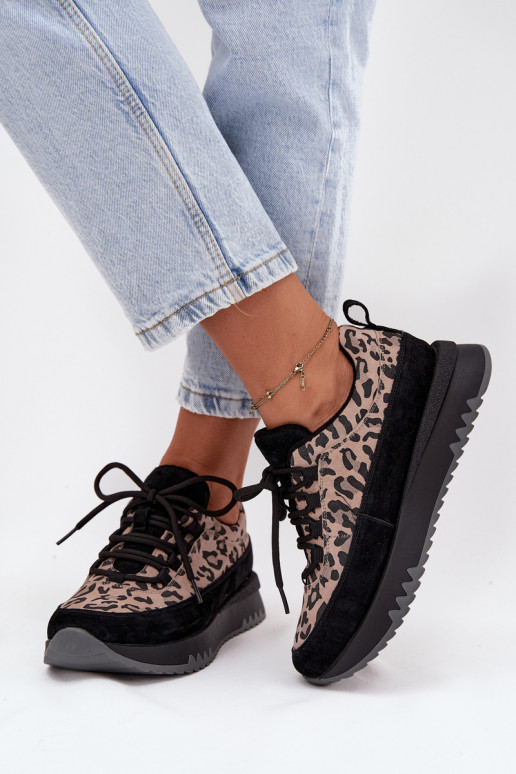 de gamuza calentamiento Zapatillas modelo zapatos. Femenino con una plataforma Vinceza 66836 con estampados de piel de leopardo 