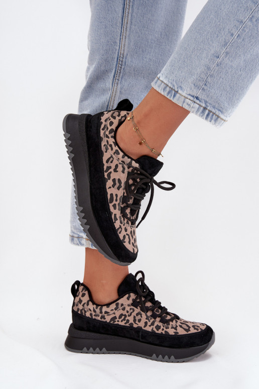 de gamuza calentamiento Zapatillas modelo zapatos. Femenino con una plataforma Vinceza 66836 con estampados de piel de leopardo 