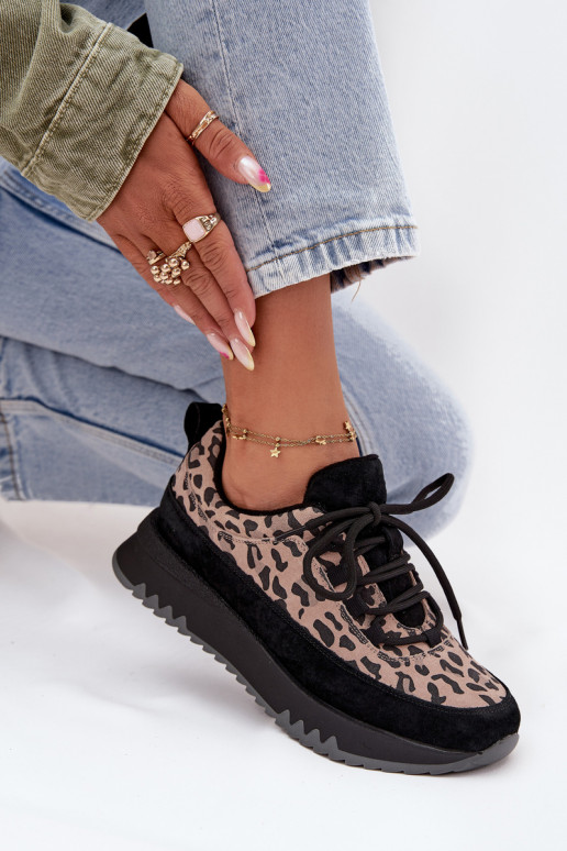 de gamuza calentamiento Zapatillas modelo zapatos. Femenino con una plataforma Vinceza 66836 con estampados de piel de leopardo 