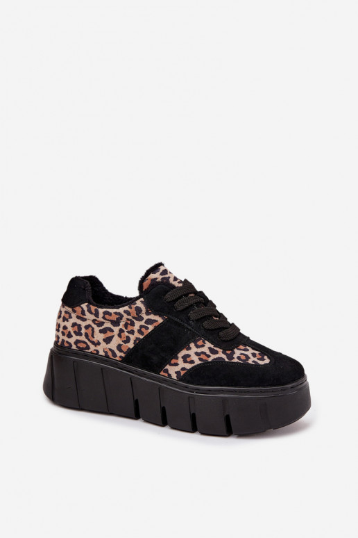 de gamuza calentamiento Zapatillas modelo zapatos. Femenino con una plataforma Vinceza 66841 con estampados de piel de leopardo 