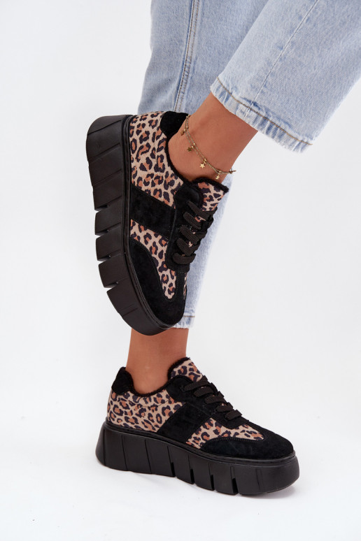 de gamuza calentamiento Zapatillas modelo zapatos. Femenino con una plataforma Vinceza 66841 con estampados de piel de leopardo 
