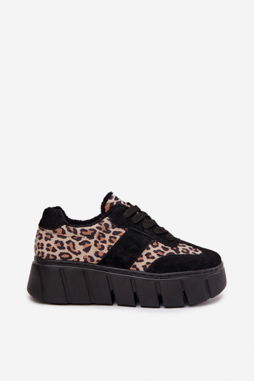 de gamuza calentamiento Zapatillas modelo zapatos. Femenino con una plataforma Vinceza 66841 con estampados de piel de leopardo 